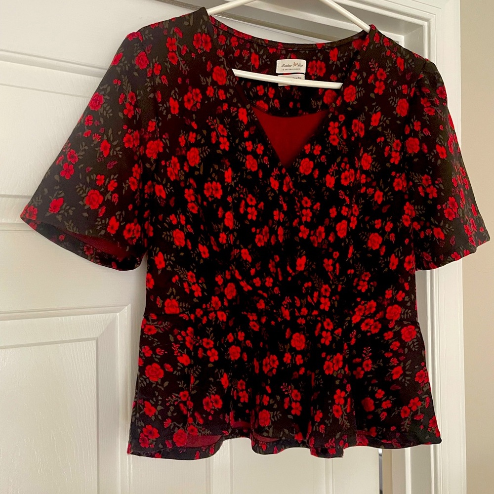 Meadow Rue by Anthropologie Faux Wrap Floral Top Sz L